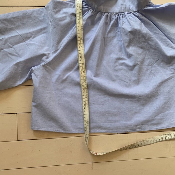 ZARA 💯 Cotton Boxy Cropped Blouse w/puffed sleeve - Picture 11 of 12